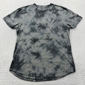 BYLT Basics Mens Cloud Dye Tee Grey Black Tie Dye Curved Hem T-Shirt Large